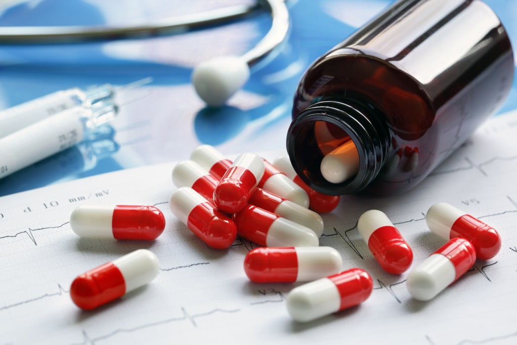Medicines, bottle, printout, stethoscope: NPS MedicineWise QUM concept