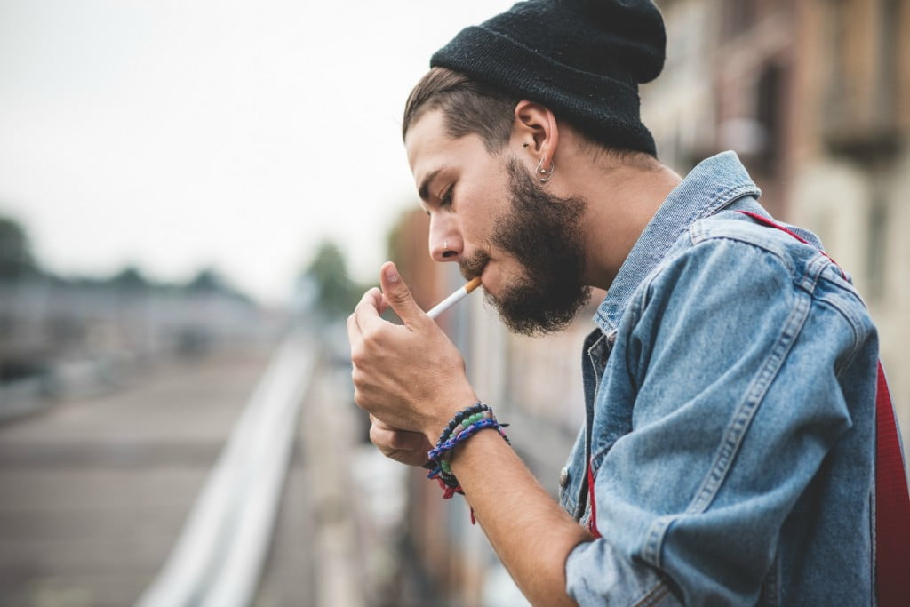 hipster man smoking