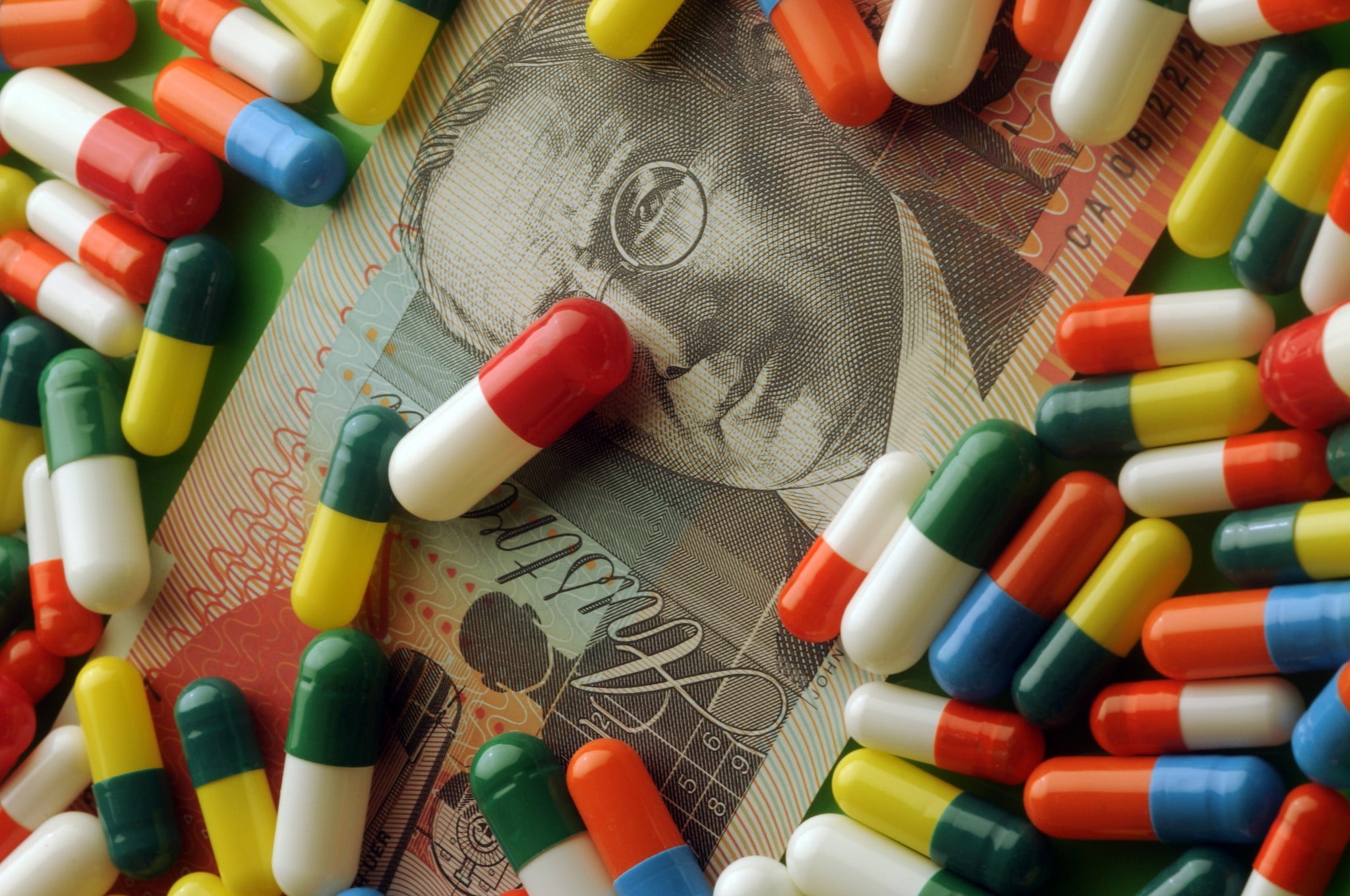 pills on $20 note
