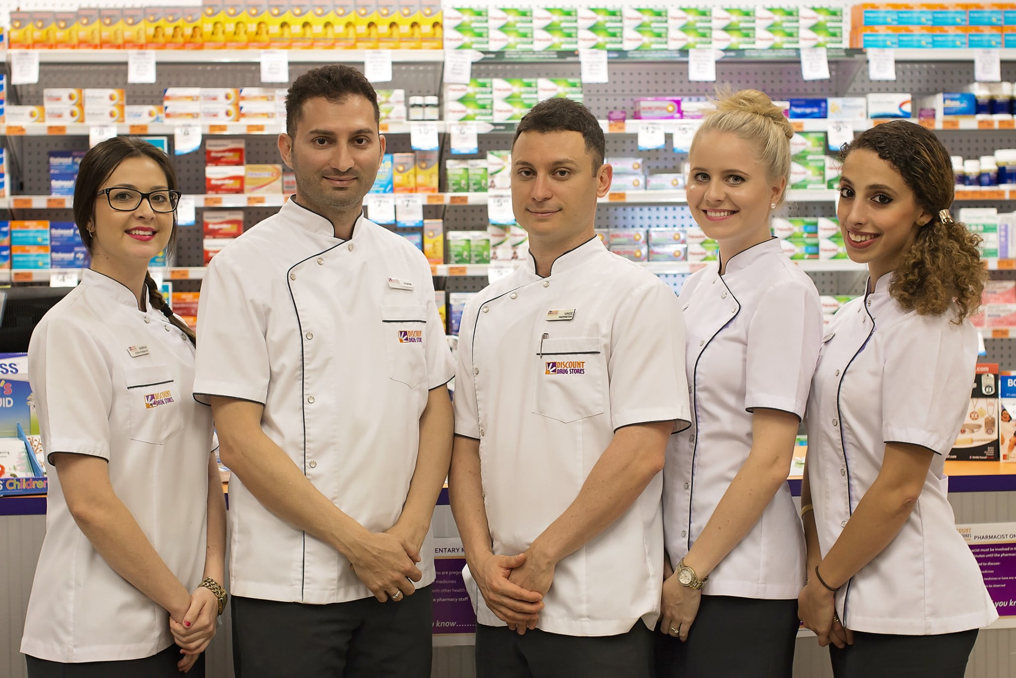 professional pharmacy services winners: Pease Street Discount Drug Store staff including managing pharmacist Aylin Ektem, right with curly hair