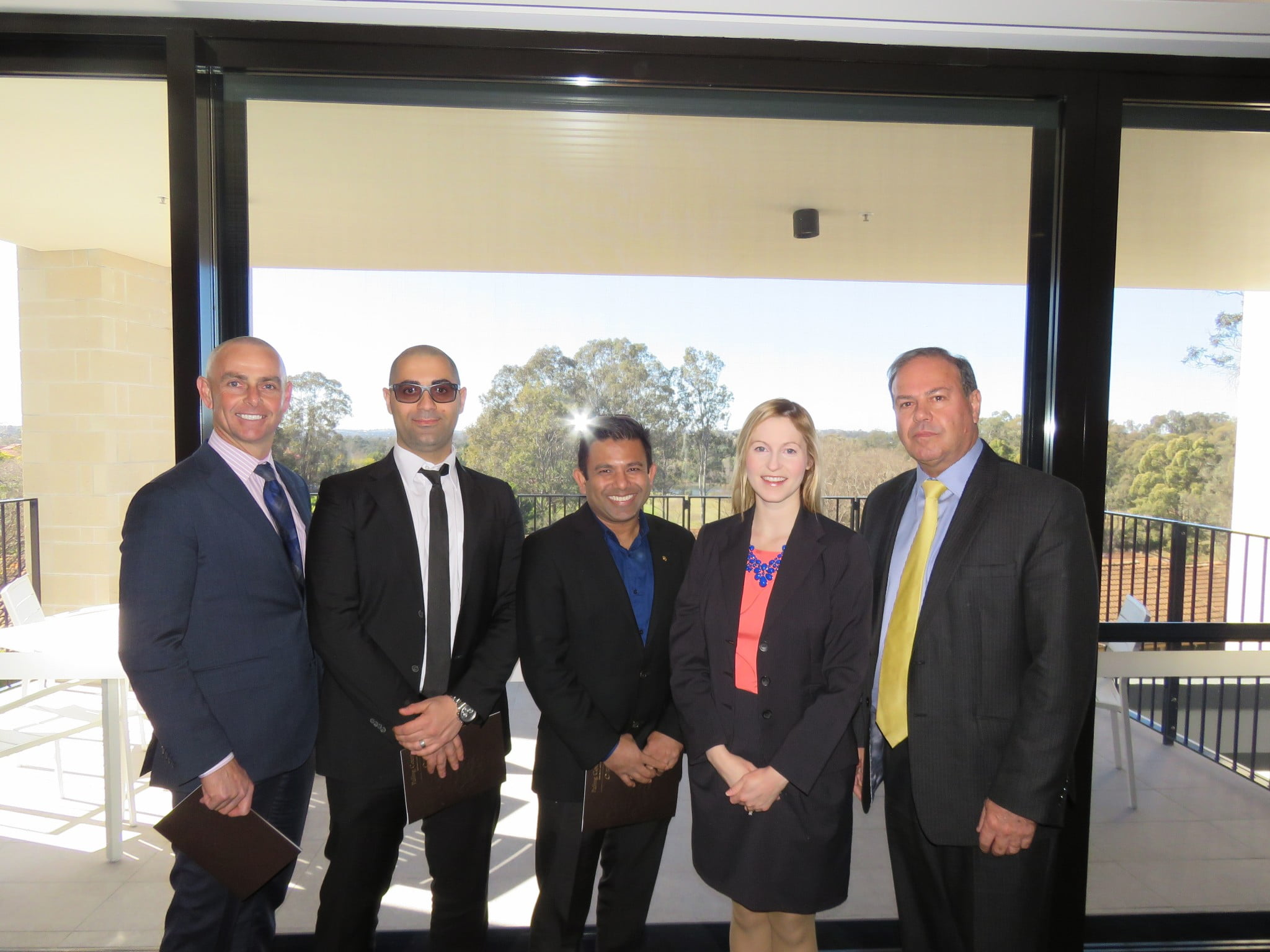 : Local State MP Chris Patterson, Bobby Afshari and Aneek Mollah, proprietors of Blooms The Chemist Camden, Camden Mayor Lara Symkowiak; and Blooms The Chemist CEO, Phil Smith.