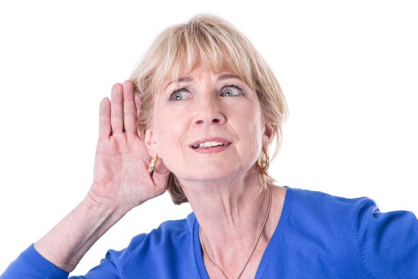 hearing - woman cups ear