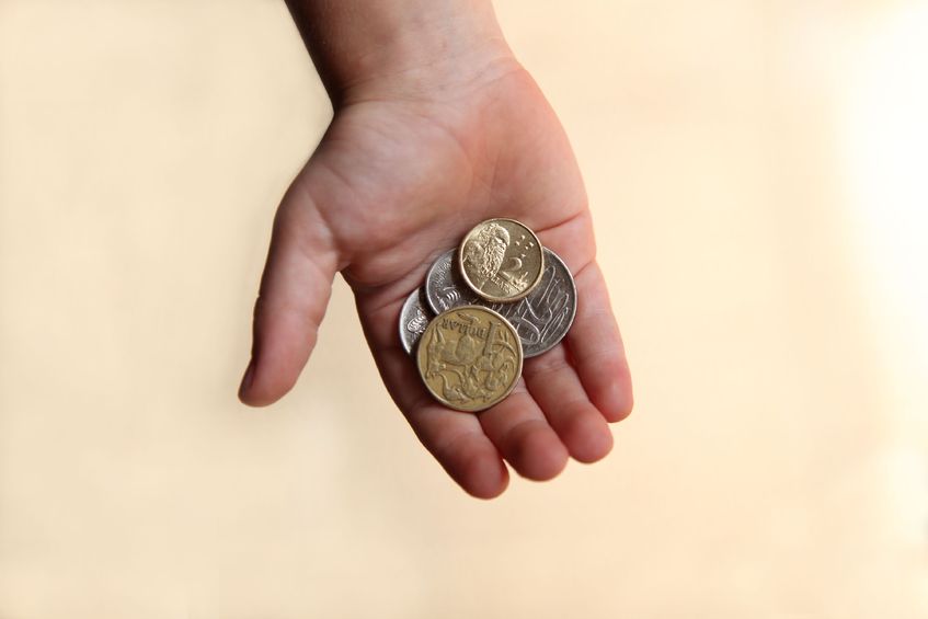 hand out for money - coins in palm