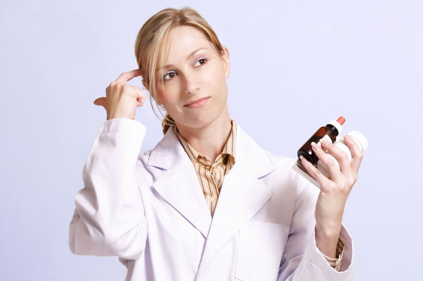 confused looking nurse or pharmacist