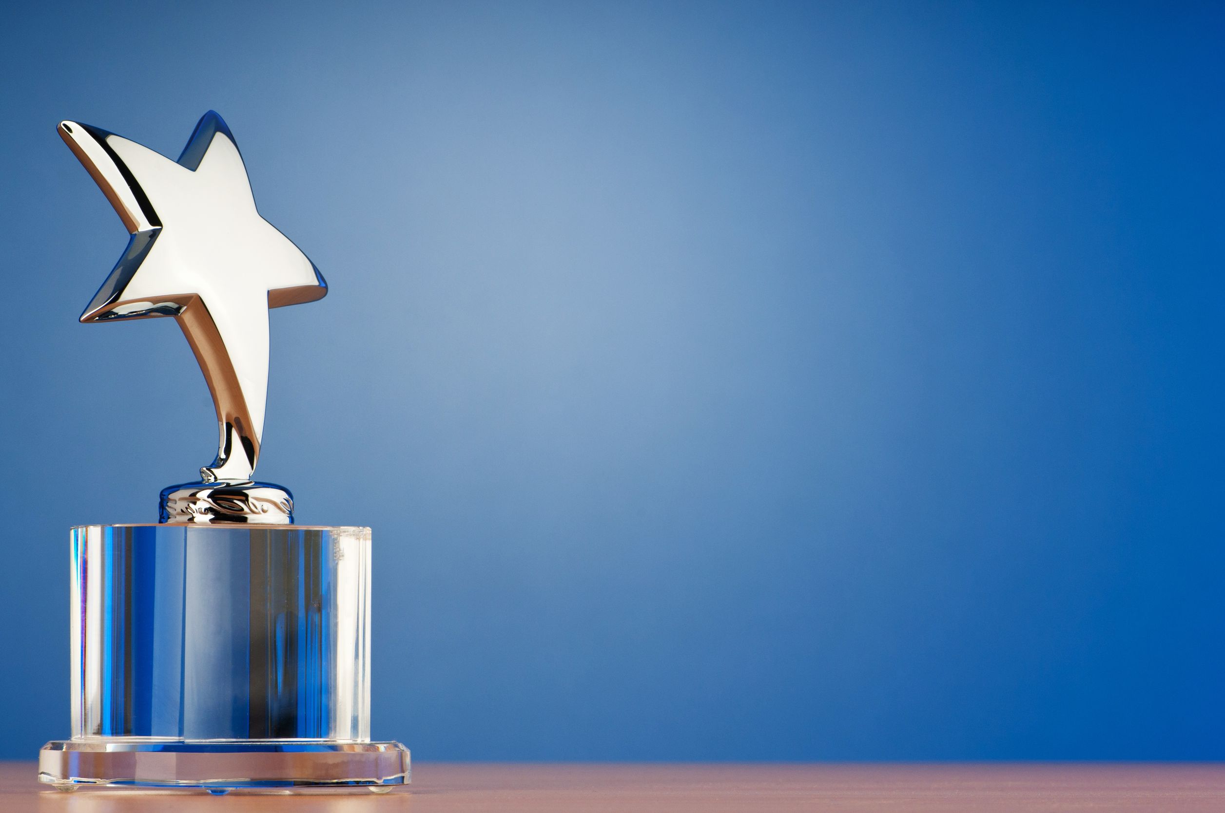 trophy on blue background