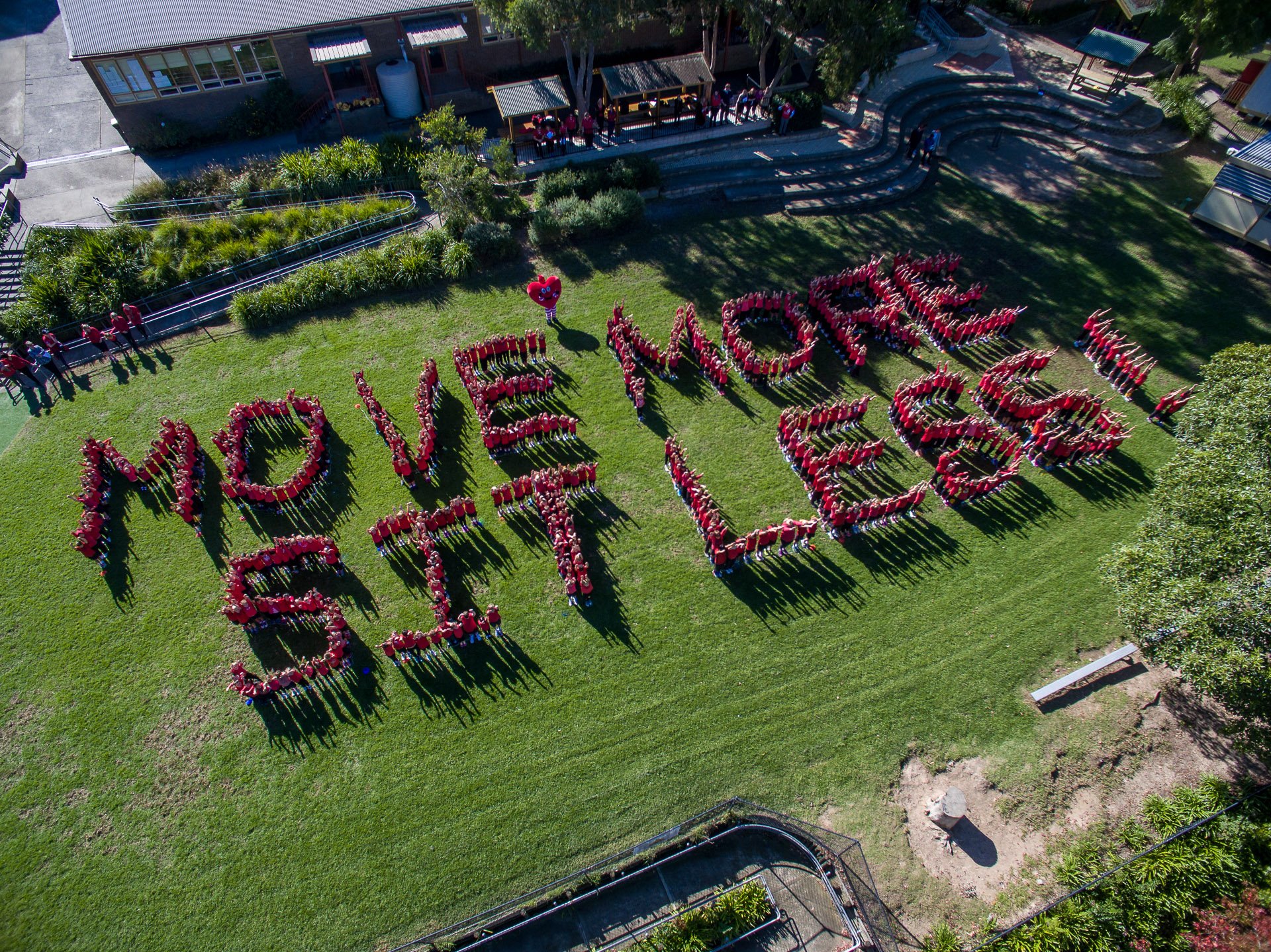 Pymble School kids spell out "Move more sit less"