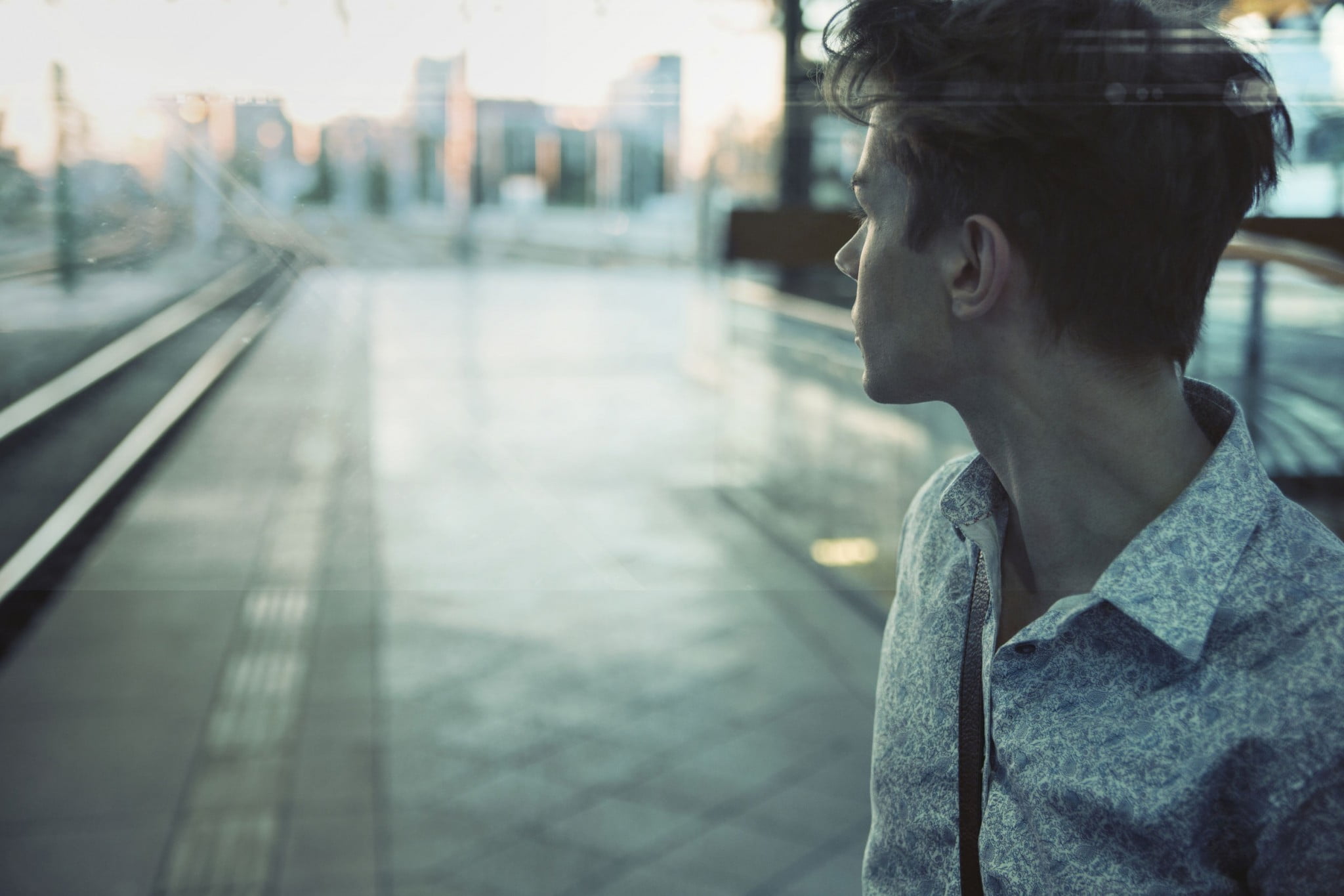 hipster looking away from camera