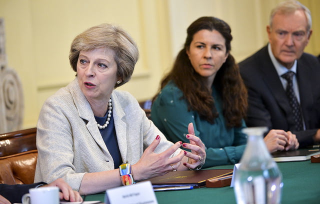 theresa may at a round table