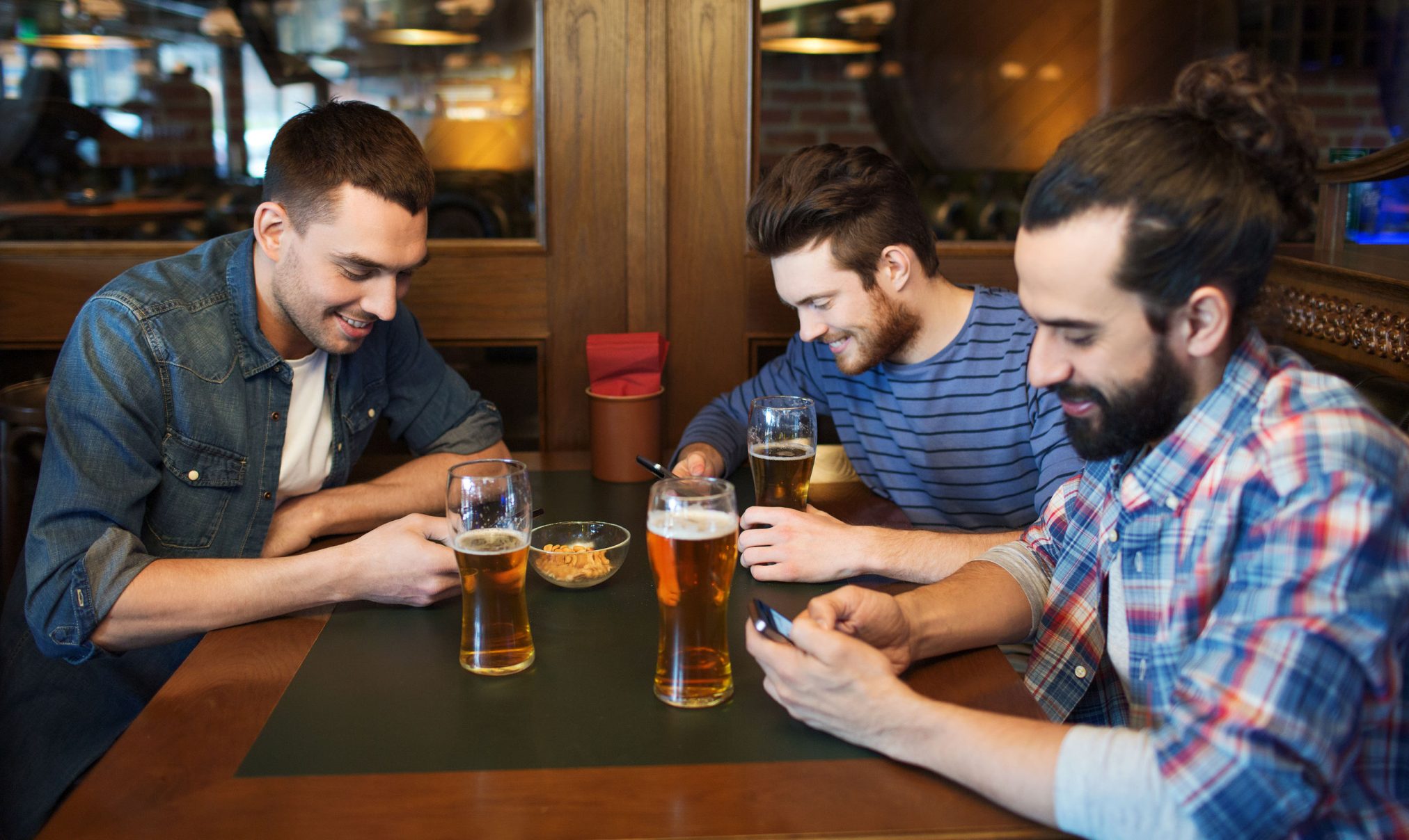 three men at pub
