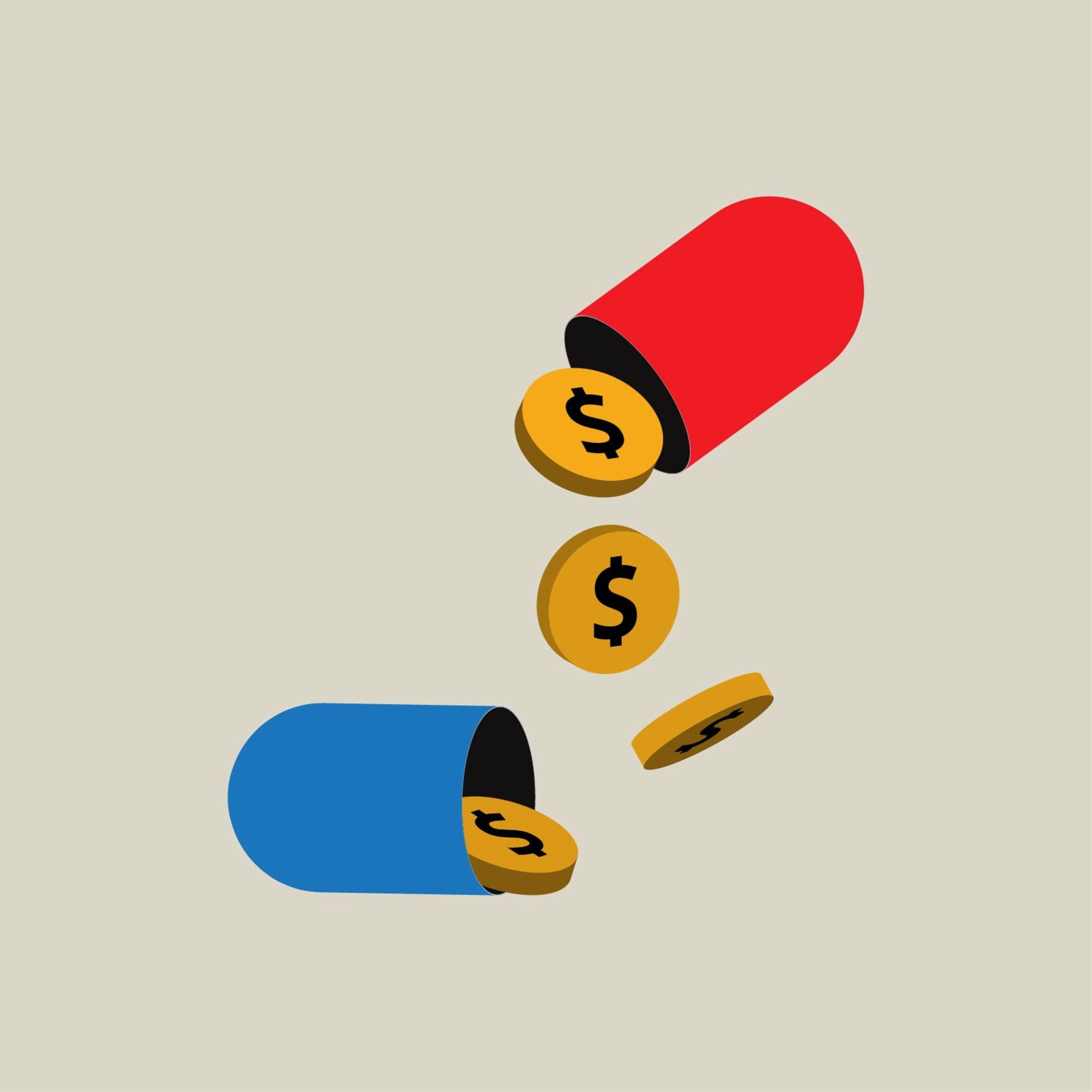 43281150 - medicines with money inside