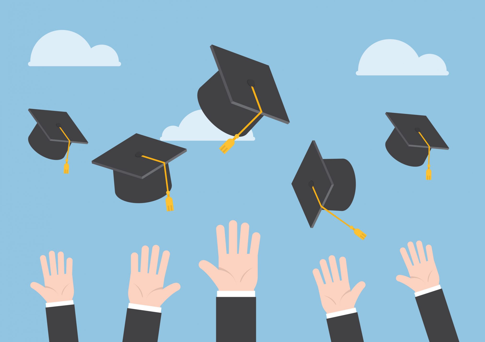 tossing mortarboards