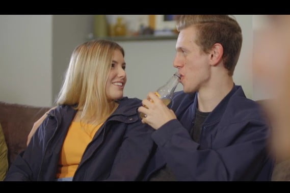 still from meningitis campaign, girl and guy talking