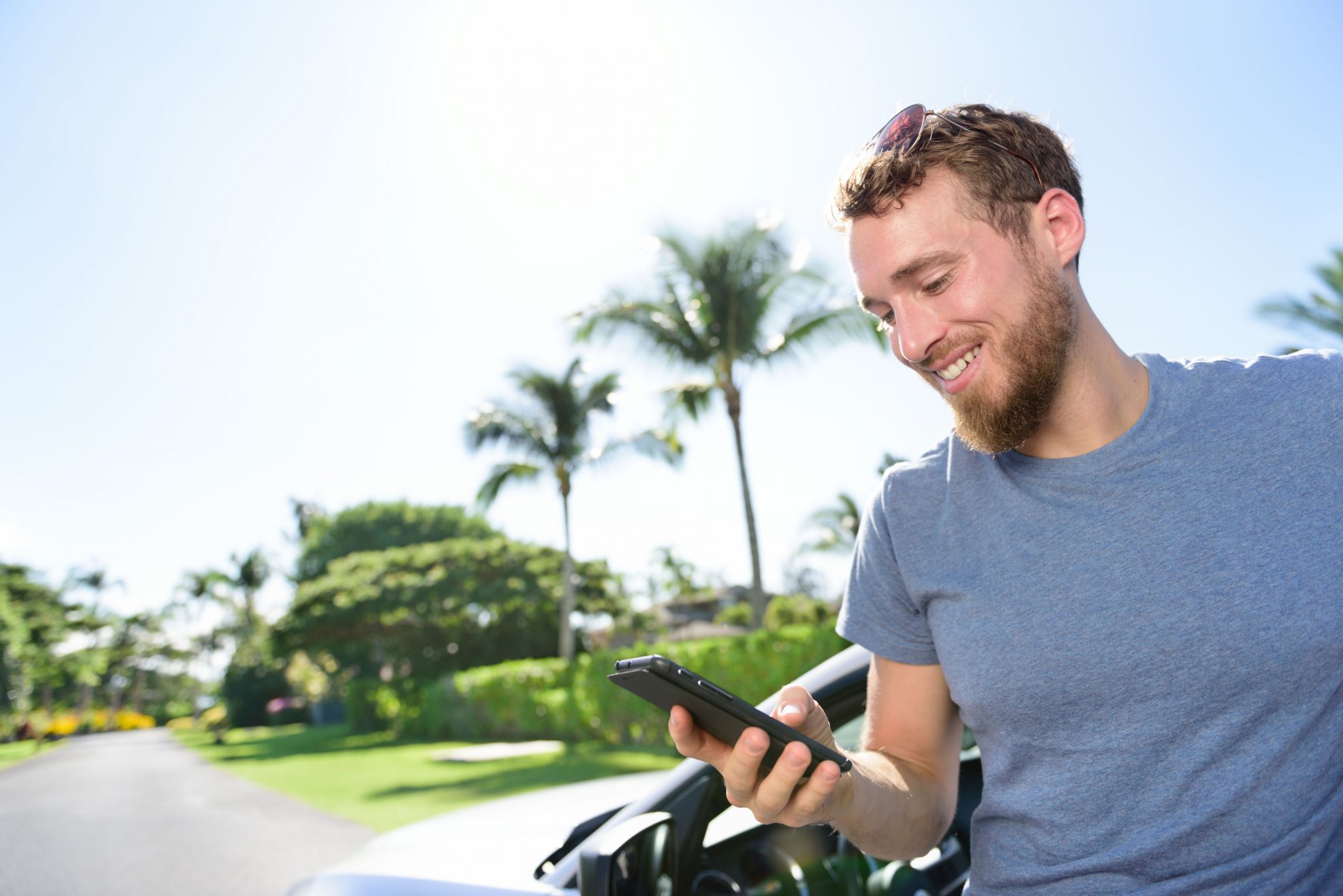young man mobile phone app technology