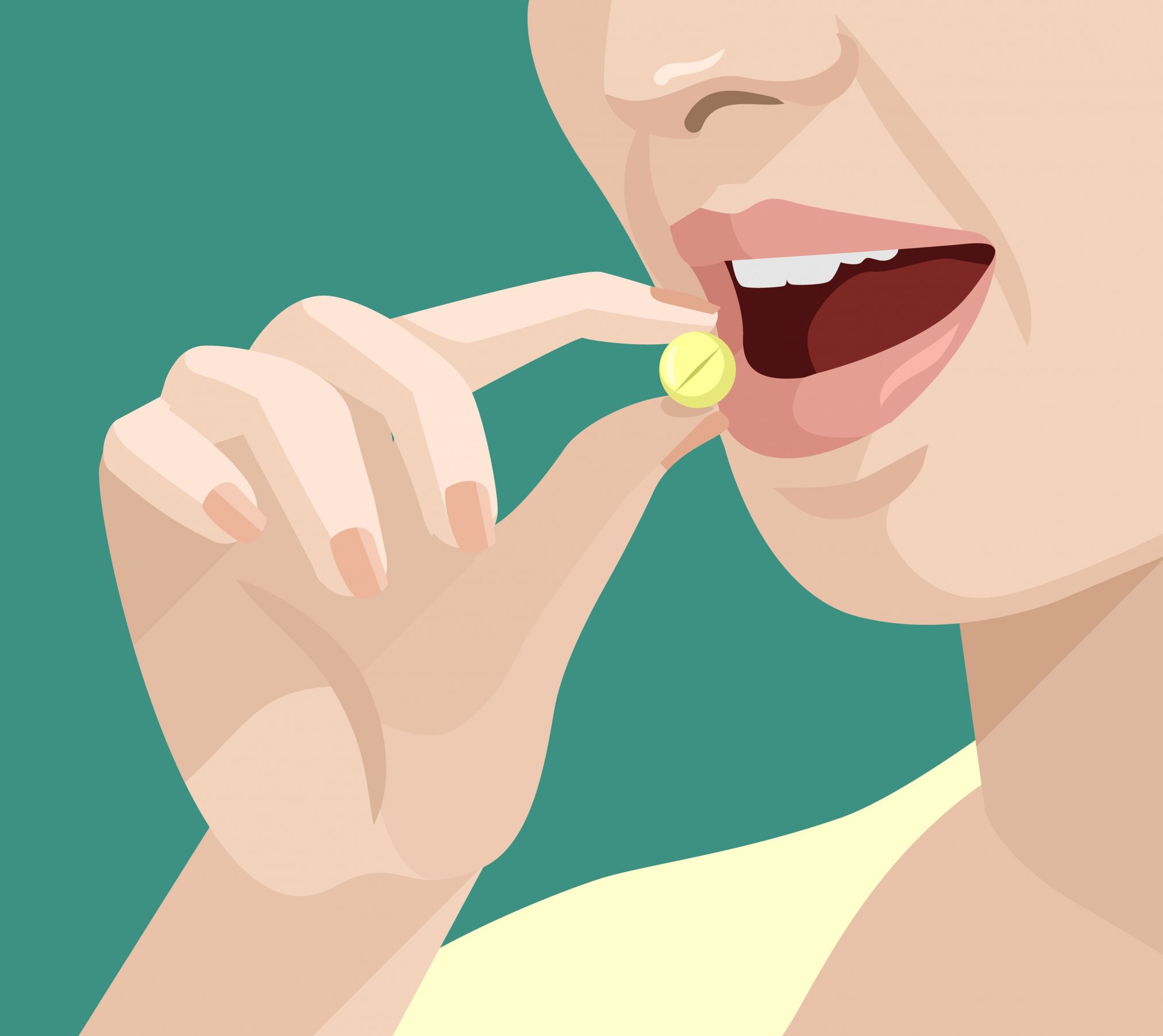 woman taking pill - vector