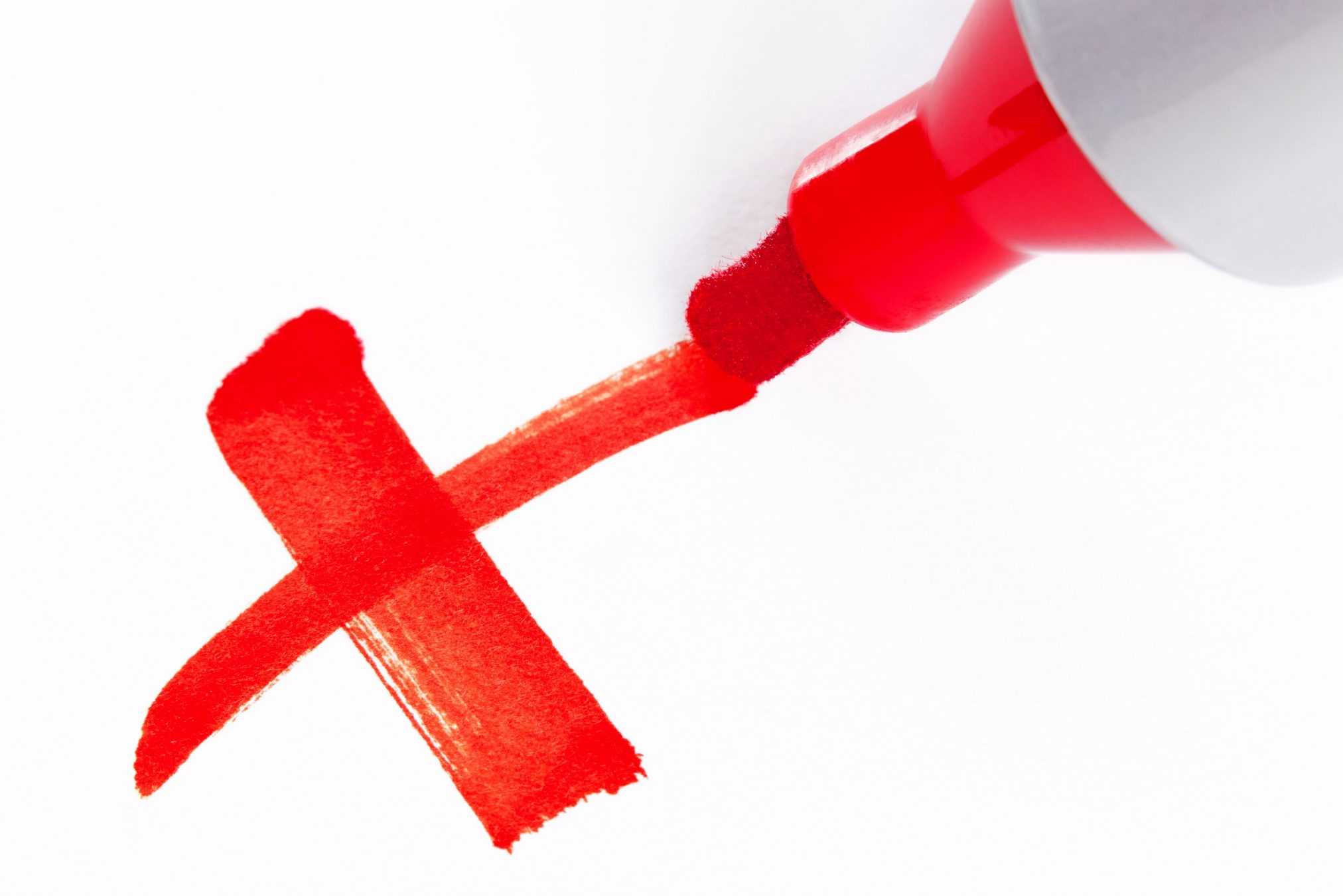 cross out rule out negative struck off rejected