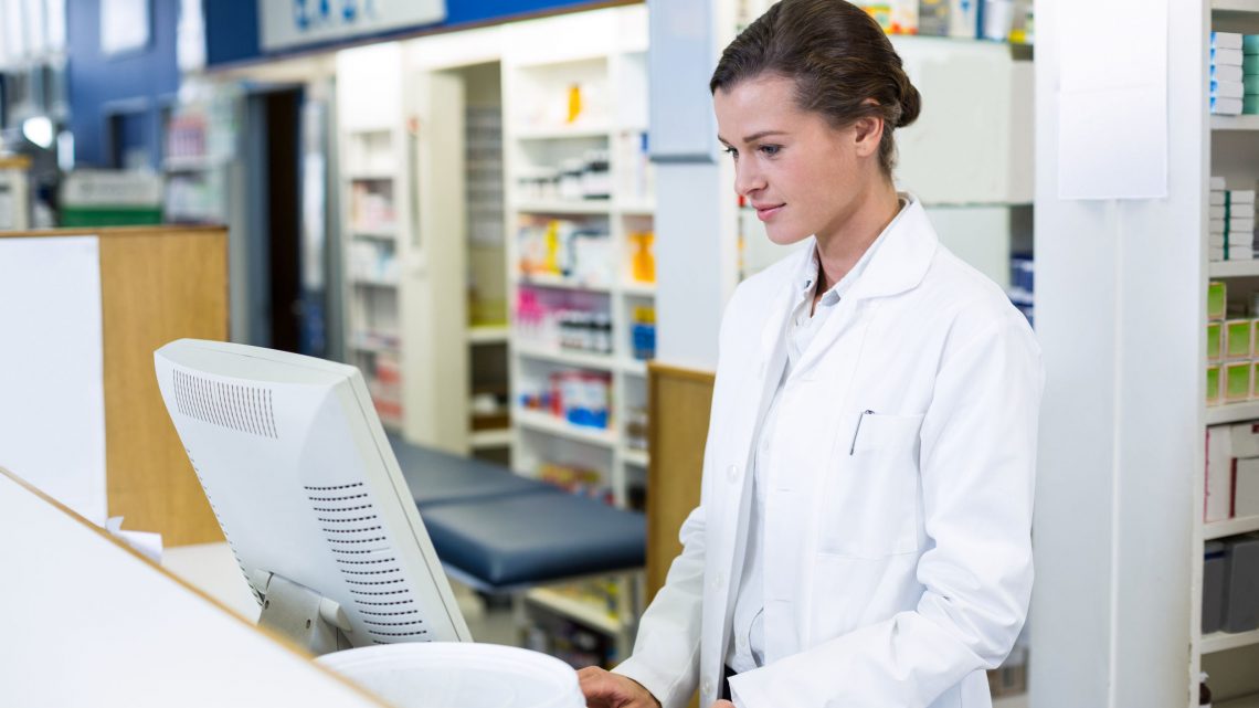 pharmacist on computer