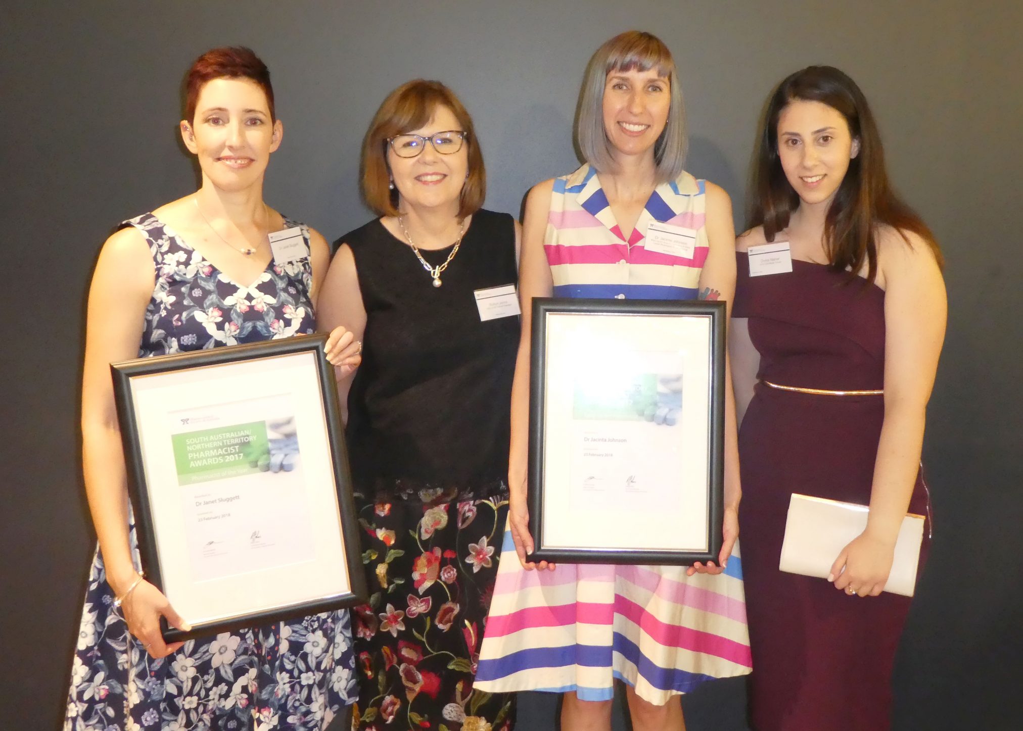 Dr Janet Sluggett; Robyn Johns SA/NT President; Dr Jacinta Johnson and Dorsa Maher