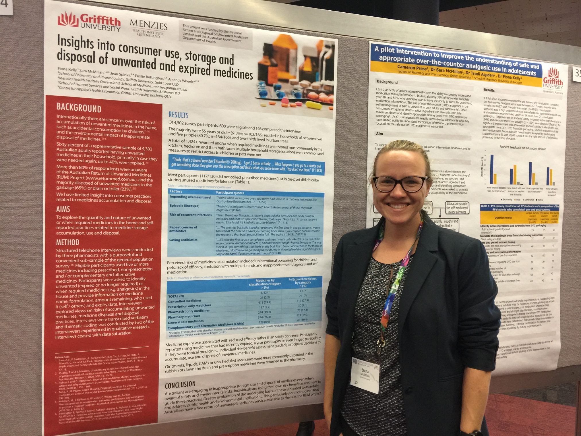 Dr Sara McMillan with the poster.