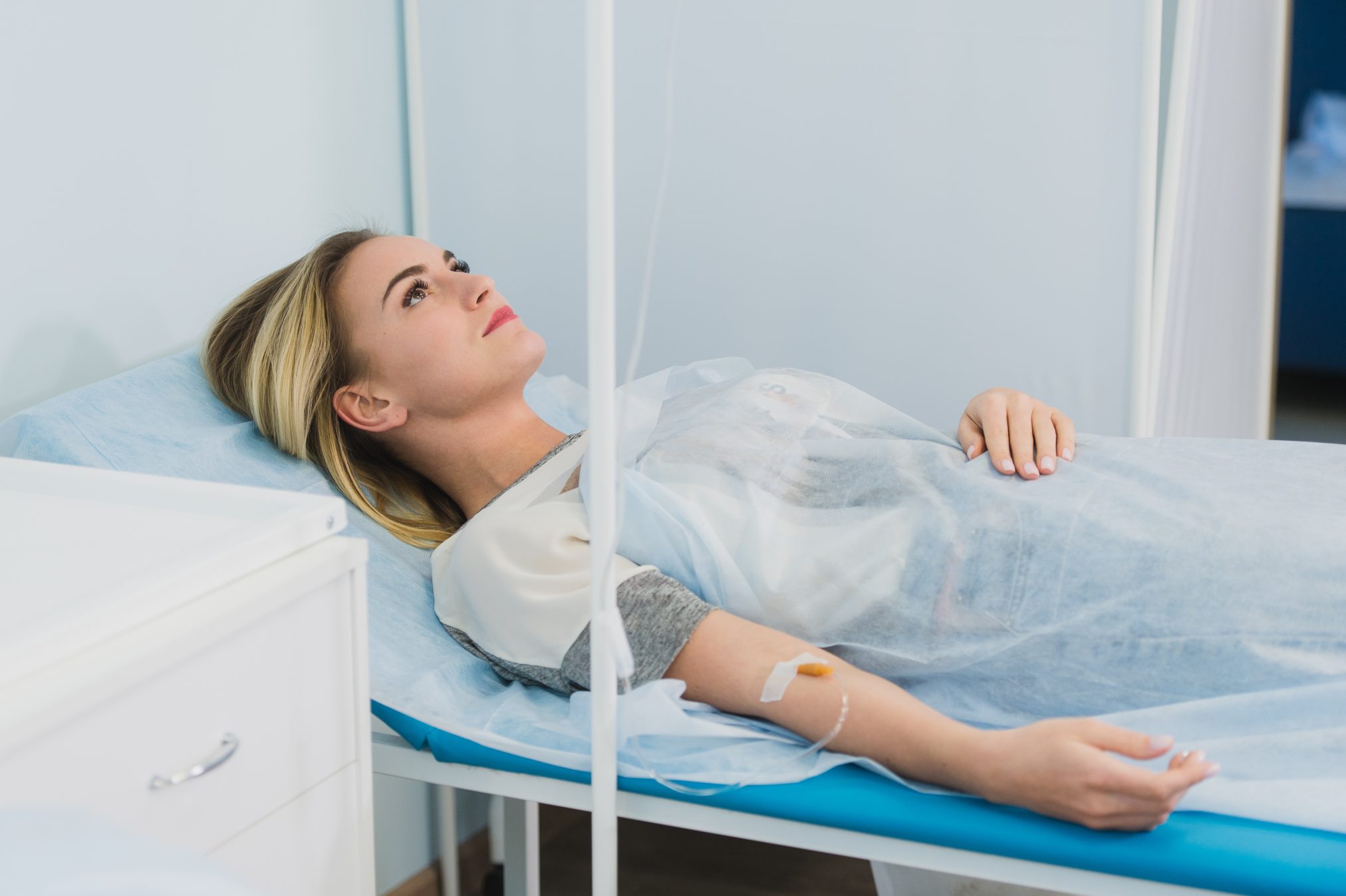 woman on IV drip patient