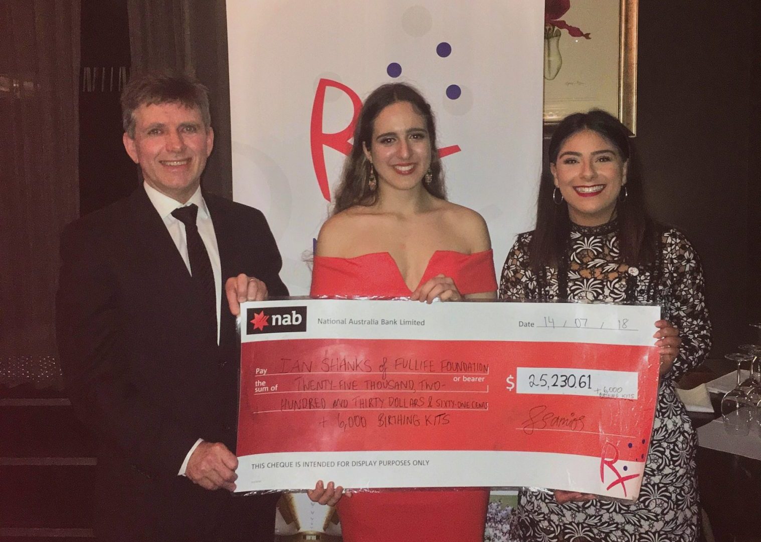 L-R: Fullife Foundation Founder – Ian Shanks; NAPSA Pharmacy Awareness Chair – Stephanie Samios; Outgoing National President – Sandra Minas)