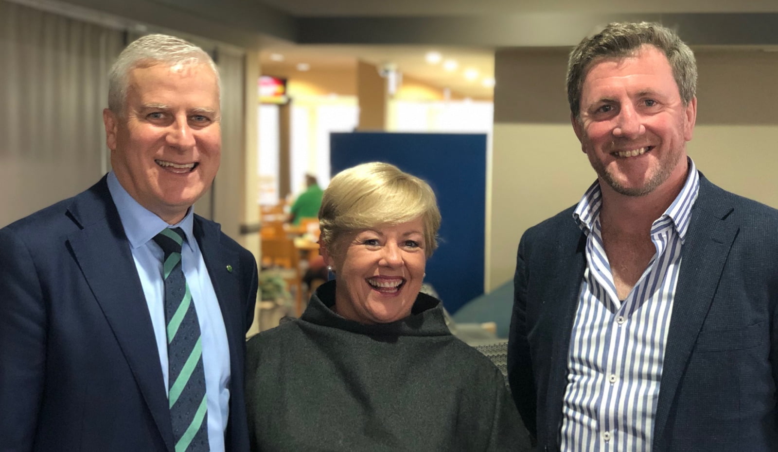 Deputy Prime Minister Michael McCormack with Judy Plunkett and NSW Guild president David Heffernan.