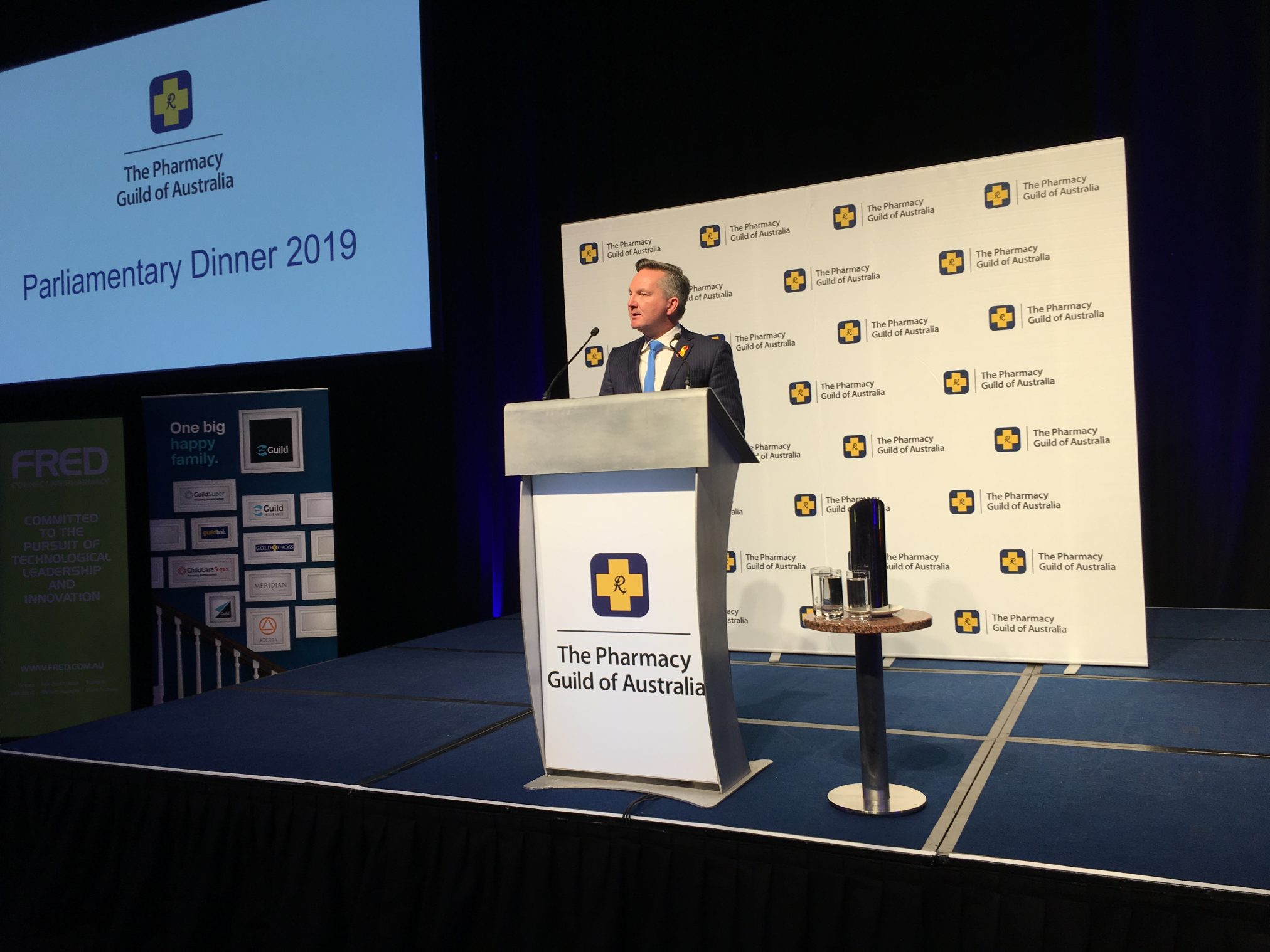 Chris Bowen addresses the 2019 Pharmacy Guild Parliamentary Dinner.