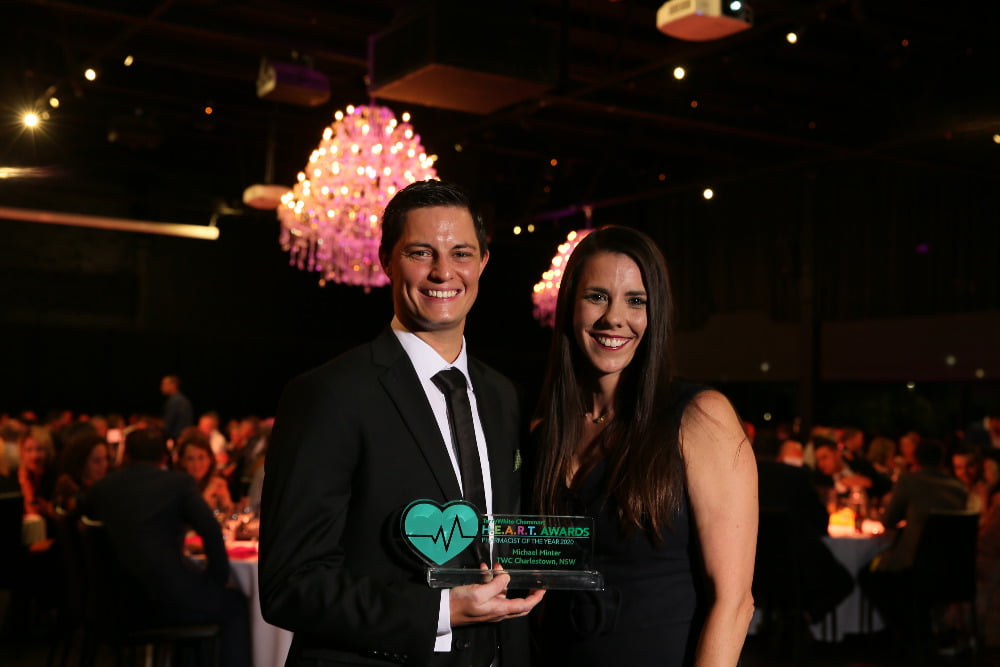Michael Minter, 2020 TWC Pharmacist of the Year winner with Renee Wynne, 2019 Pharmacist of the Year winner