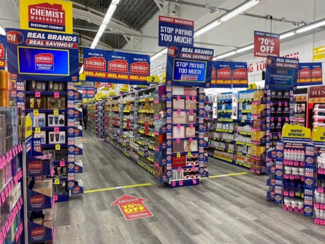 Chemist Warehouse interior.