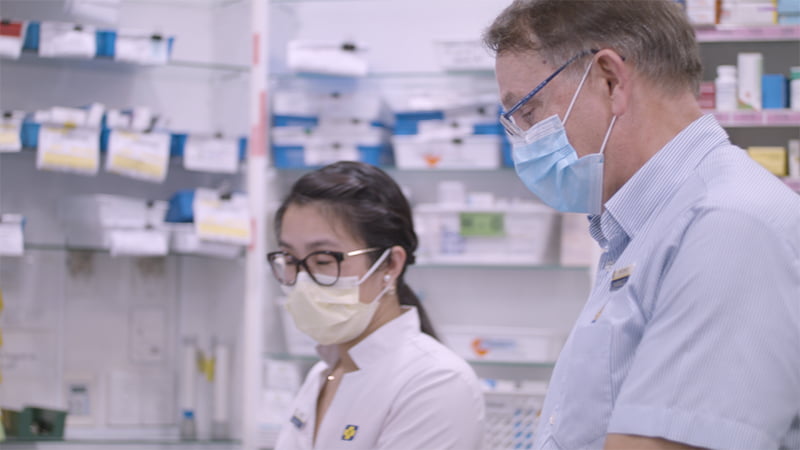 pharmacists in masks