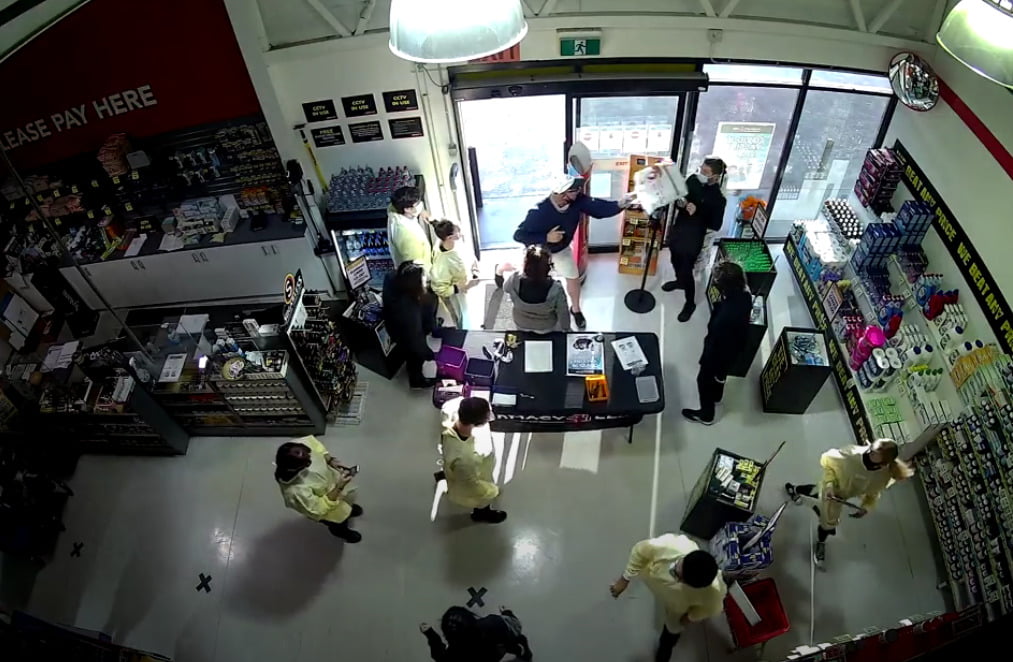 A man attacks staff at Pharmacy4Less Jesmond. Image: Supplied