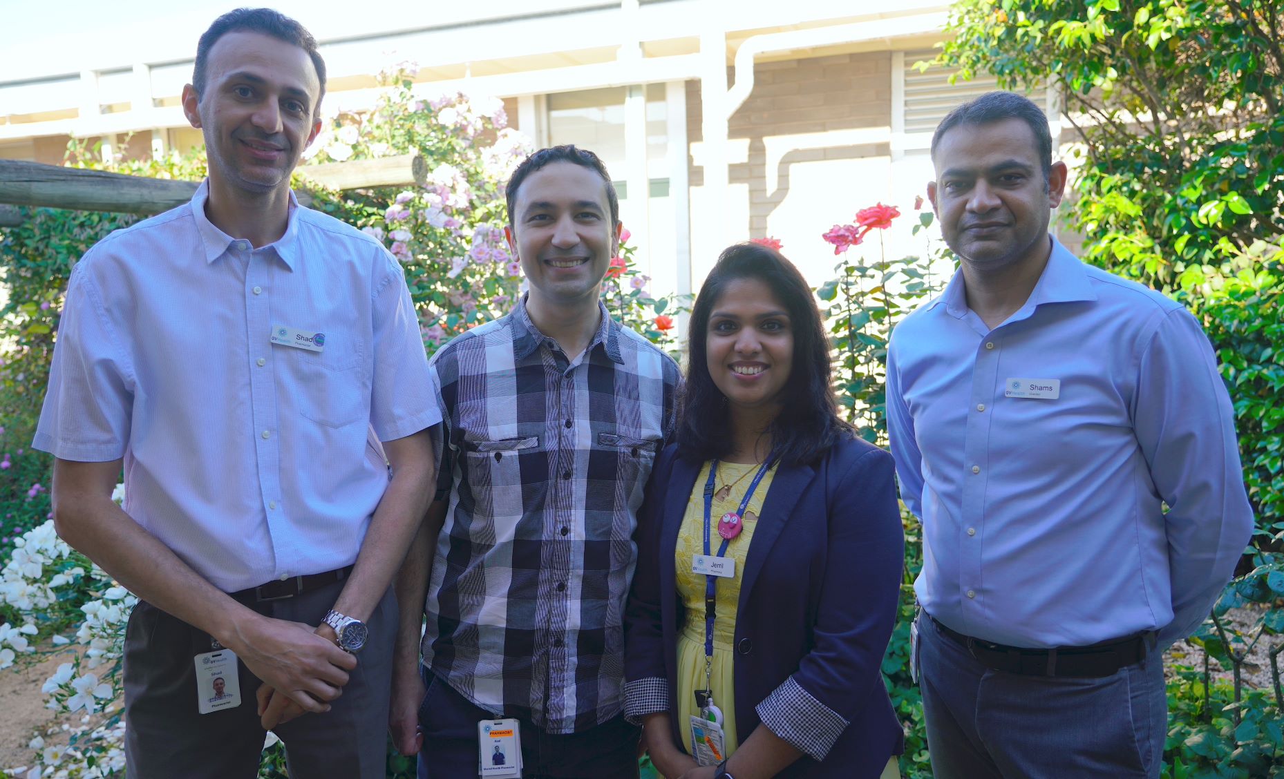 Goulburn Valley Health pharmacists Shady Ibrahim, Asal Albayati, Jerril Mathews and Shams Zaidi
