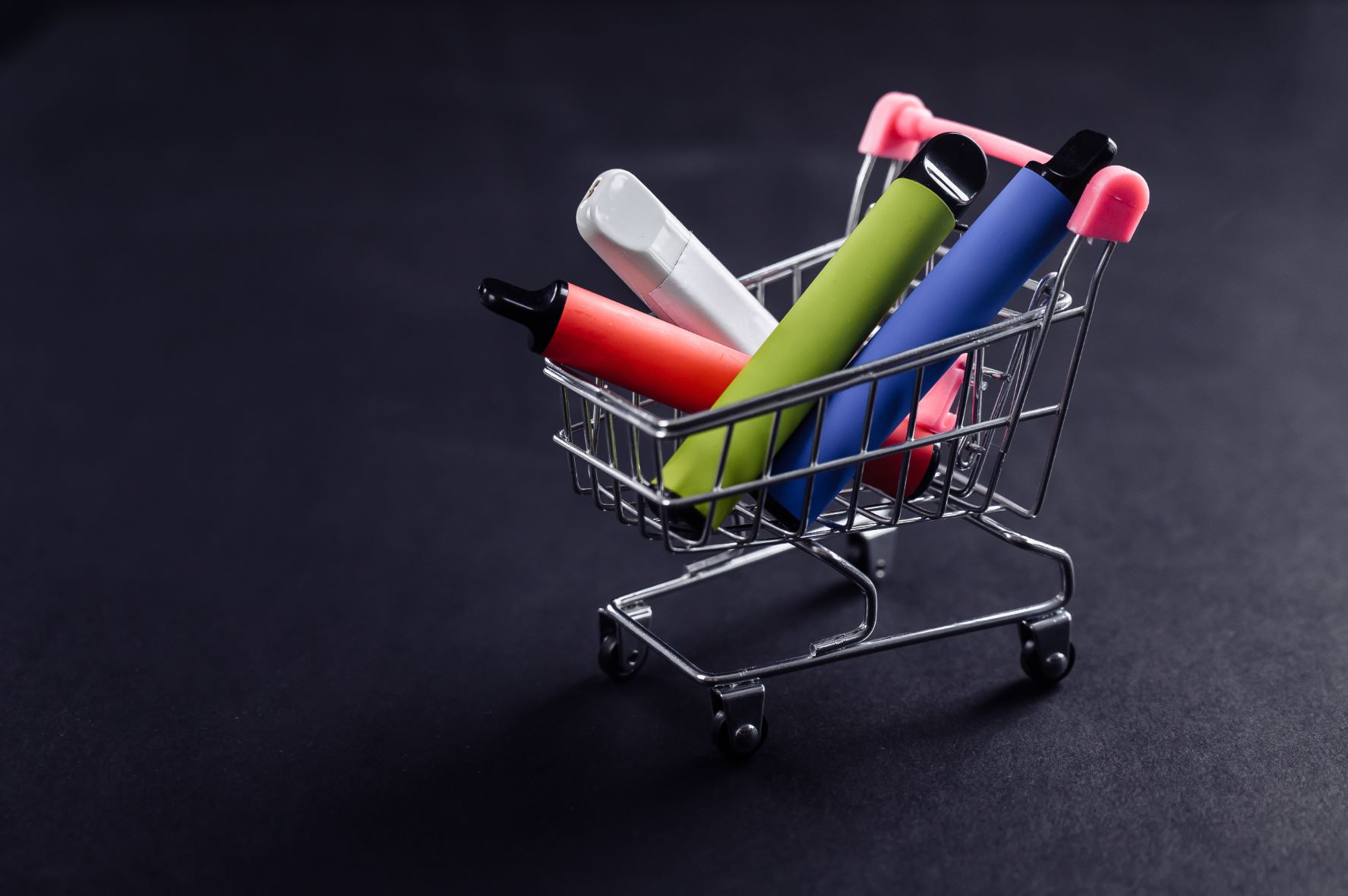 vapes in a shopping trolley